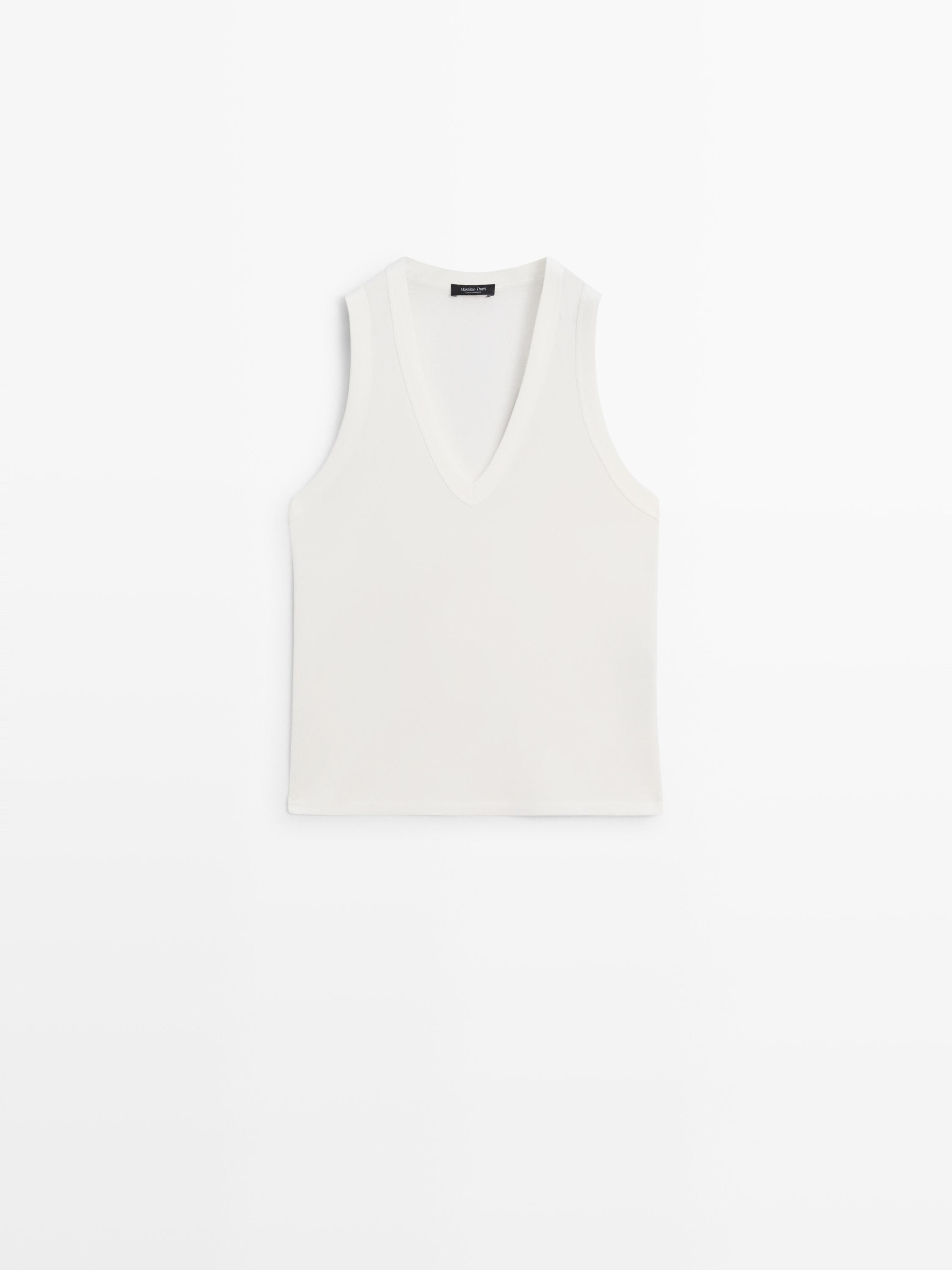 Haut col en V 100 % coton